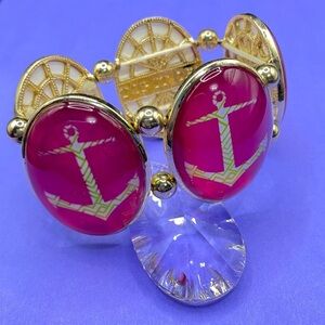 TOP IT OFF Pink & Gold Anchor Chunky Bracelet